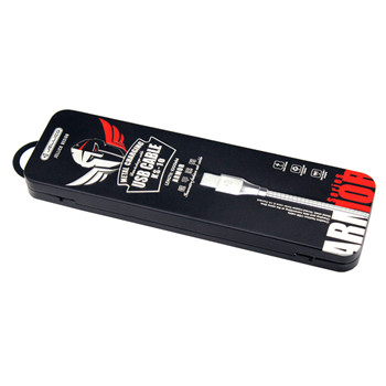 長方形數(shù)據(jù)線翻蓋式鐵盒包裝_馬口鐵盒禮品盒廠家定制